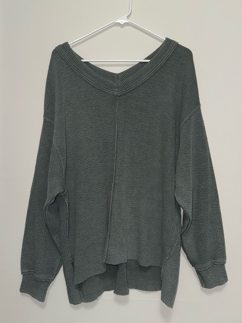 aerie Oversized Heavyweight V-Neck Sweater - Forest Green